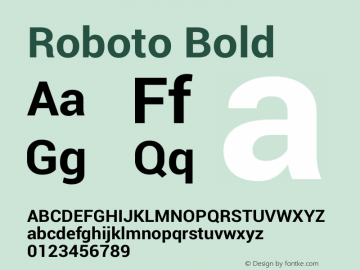 Roboto Bold Version 1.00000; Build 20130528 for 4.2 Font Sample