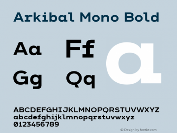 Arkibal Mono-Bold Version 1.000 Font Sample