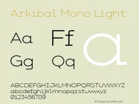 Arkibal Mono-Light Version 1.000 Font Sample