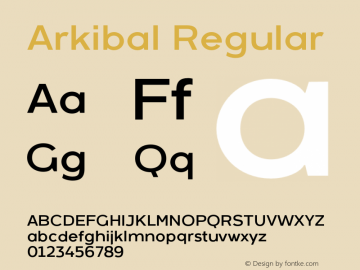 Arkibal-Regular Version 1.000 Font Sample