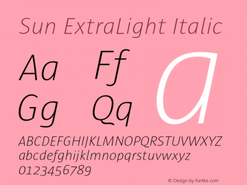 Sun-ExtraLightItalic 1.000图片样张