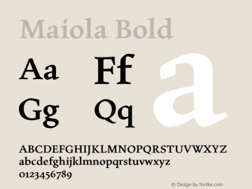 Maiola-Bold Version 2.000 Font Sample