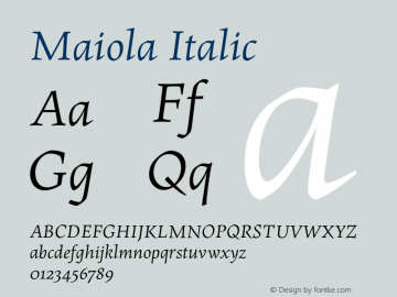 Maiola-Italic Version 2.000 Font Sample