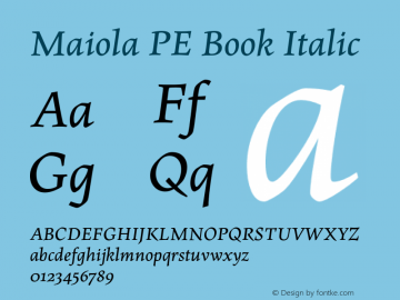 MaiolaPE-BookItalic Version 1.000图片样张