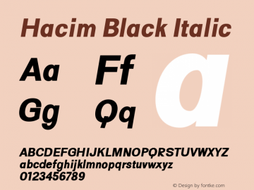 Hacim Black Italic 0.1.0 Font Sample