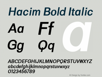 Hacim Bold Italic 0.1.0 Font Sample