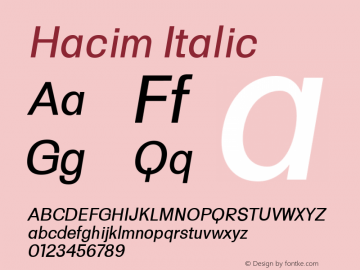 Hacim Italic 0.1.0 Font Sample