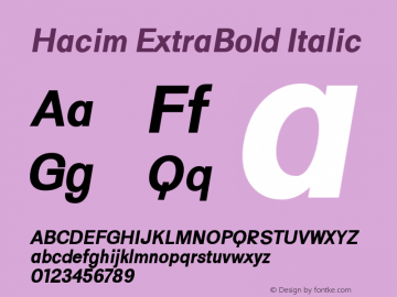 Hacim ExtraBold Italic 0.1.0 Font Sample