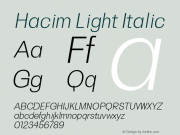 Hacim Light Italic 0.1.0 Font Sample
