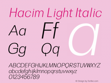 Hacim-LightItalic 0.1.0 Font Sample