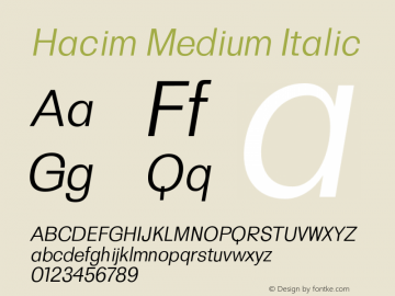 Hacim-MediumItalic 0.1.0 Font Sample