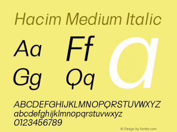 Hacim Medium Italic 0.1.0 Font Sample