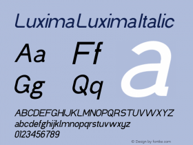 Luxima Italic Version 1.00;November 19, 2019图片样张