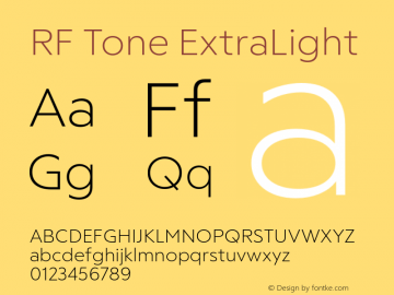 RFTone-ExtraLight Version 1.000;PS 001.000;hotconv 1.0.88;makeotf.lib2.5.64775 Font Sample