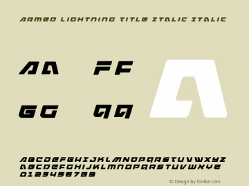 Armed Lightning Title Italic Version 1.2; 2019 Font Sample