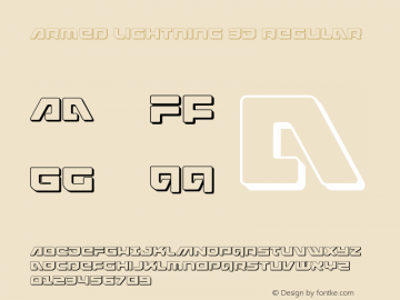 Armed Lightning 3D Version 1.2; 2019 Font Sample