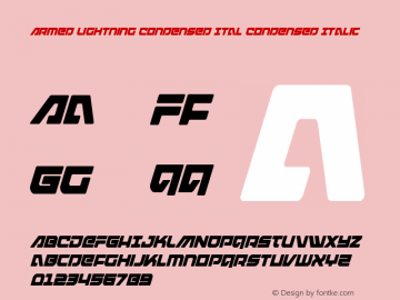 Armed Lightning Condensed Ital Version 1.2; 2019 Font Sample