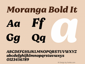 Moranga Bold It Version 1.000;hotconv 1.0.109;makeotfexe 2.5.65596图片样张