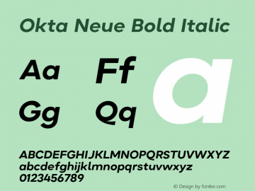 Okta Neue Bold Italic Version 1.000;hotconv 1.0.109;makeotfexe 2.5.65596 Font Sample