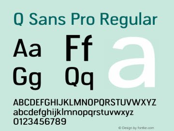 Q Sans Pro Regular Version 1.000;hotconv 1.0.109;makeotfexe 2.5.65596 Font Sample