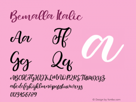 Bemalla Italic Version 1.000 Font Sample