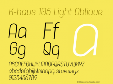 Khaus105-LightOblique Version 1.00 Font Sample