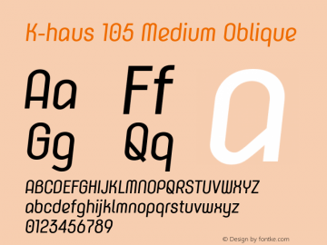 Khaus105-MediumOblique Version 1.00 Font Sample