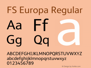 FS Europa Regular Version 1.000 Font Sample