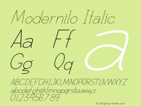 Modernilo Italic Version 1.004;Fontself Maker 3.4.0图片样张