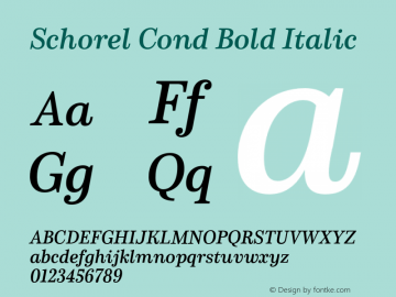 Schorel Cond Bold Italic Version 1.000图片样张