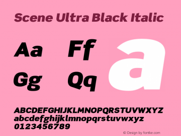 Scene-UltraBlackItalic Version 1.80 Font Sample