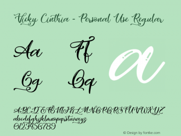 Vicky Cinthia - Personal Use Version 1.000 Font Sample