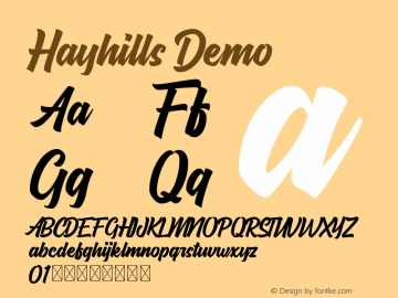 Hayhills Demo Version 1.002;Fontself Maker 3.4.0 Font Sample