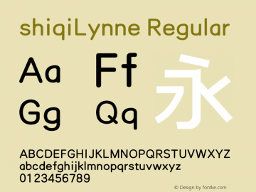 shiqiLynne Regular Version 1.00;December 23, 2019;FontCreator 11.5.0.2427 32-bit Font Sample
