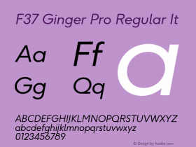 F37 Ginger Pro Regular It Version 1.000;hotconv 1.0.109;makeotfexe 2.5.65596 Font Sample