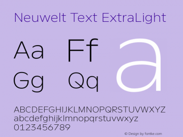 Neuwelt Text ExtraLight Version 1.00图片样张