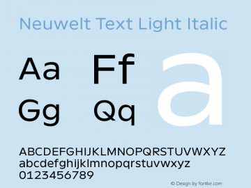 Neuwelt Text Light Italic Version 1.00图片样张