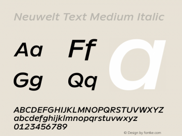 Neuwelt Text Medium Italic Version 1.00图片样张