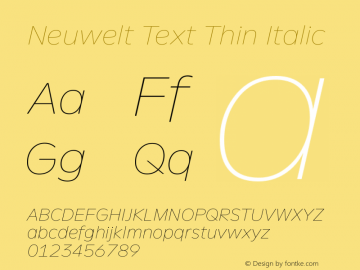 Neuwelt Text Thin Italic Version 1.00图片样张