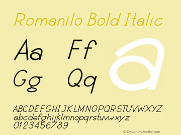 Romanilo Bold Italic Version 1.002;Fontself Maker 3.4.0 Font Sample