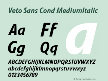 Veto Sans Cond MediumItalic Version 1.00 Font Sample