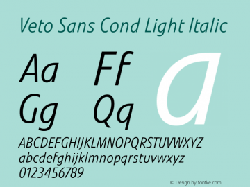 VetoSans-CondLightItalic Version 1.00图片样张