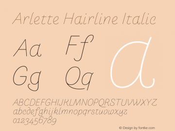 Arlette Hl Italic Version 1.001;hotconv 1.0.107;makeotfexe 2.5.65593 Font Sample