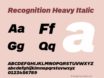 Recognition-HeavyItalic 1.003 Font Sample