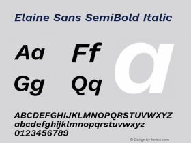 Elaine Sans SemiBold Italic Version 2.001;December 24, 2019;FontCreator 12.0.0.2547 64-bit; ttfautohint (v1.6) Font Sample