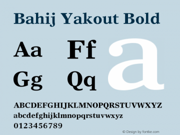 Bahij Yakout Bold Version 1.10 October 26, 2016 Font Sample