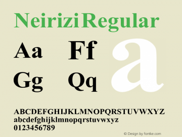 Neirizi Version 1.001 Font Sample