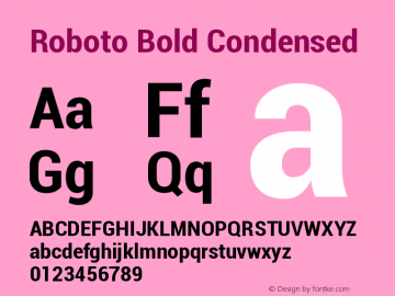 Roboto Bold Condensed Version 1.00000; 2011 Font Sample