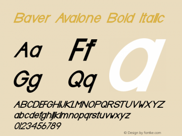 Baver Avalone Bold Italic Version 1.000 Font Sample