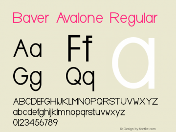 Baver Avalone Regular Version 1.000 Font Sample